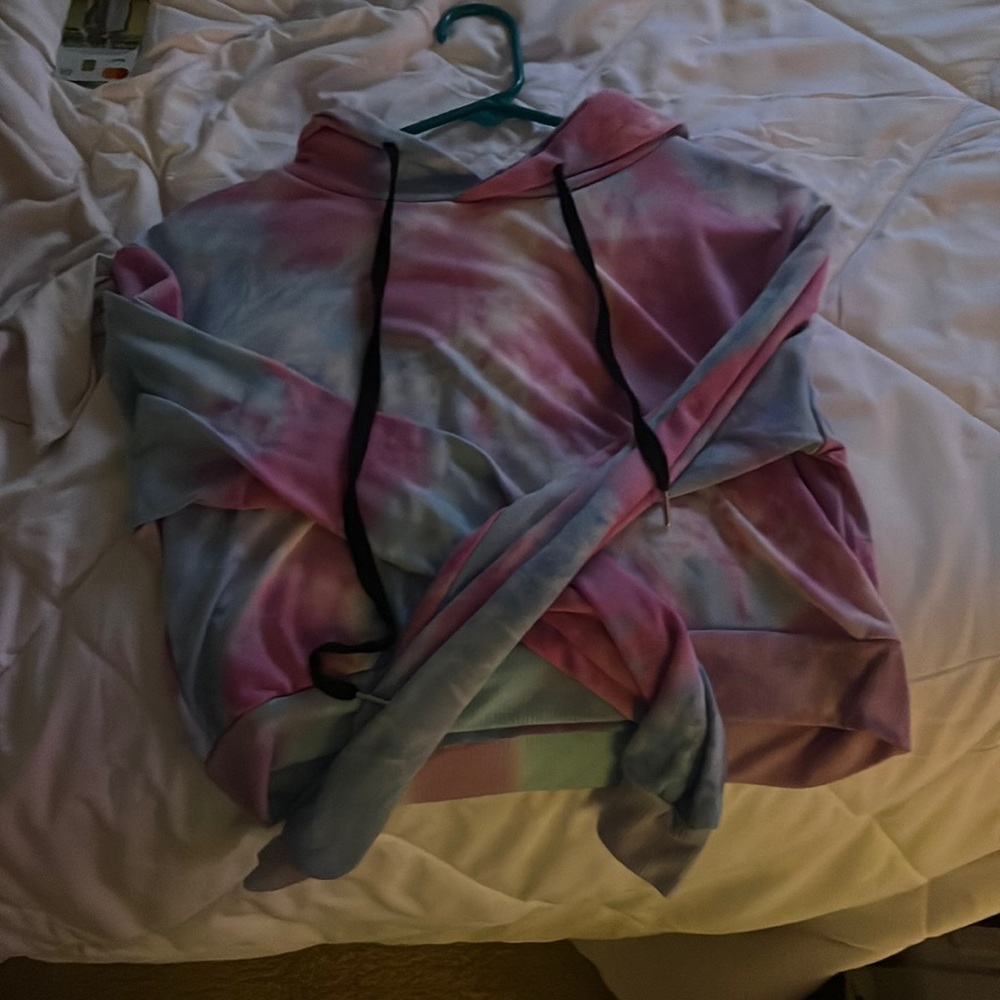 Tie dye crop top with hood